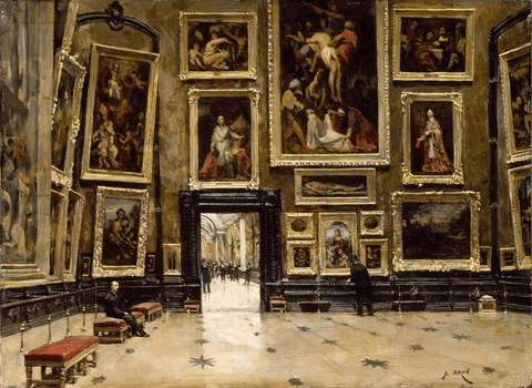 View of the Salon Carre at the Louvre by Alexandre Jean Baptiste Brun 480x480