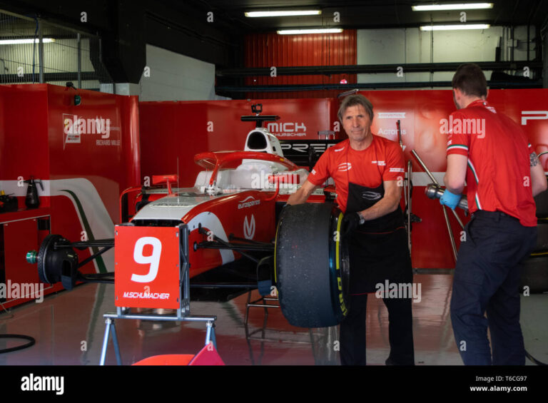 barcelona spain mar 5th 2019 prema mechanic working on car 9 of mick schumacher from germany during day 1 of fia f2 2019 pre season test at circ T6CG97 768x565