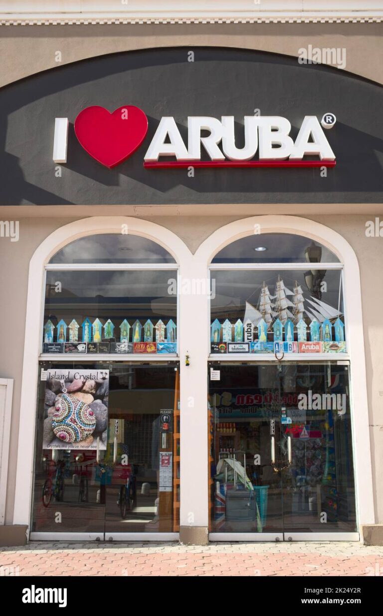 oranjestad aruba december 14 2020 the entrance of the i love aruba souvenir shop along lloyd g smith blvd near the cruise ship terminal in oranj 2K24Y2R 768x1233