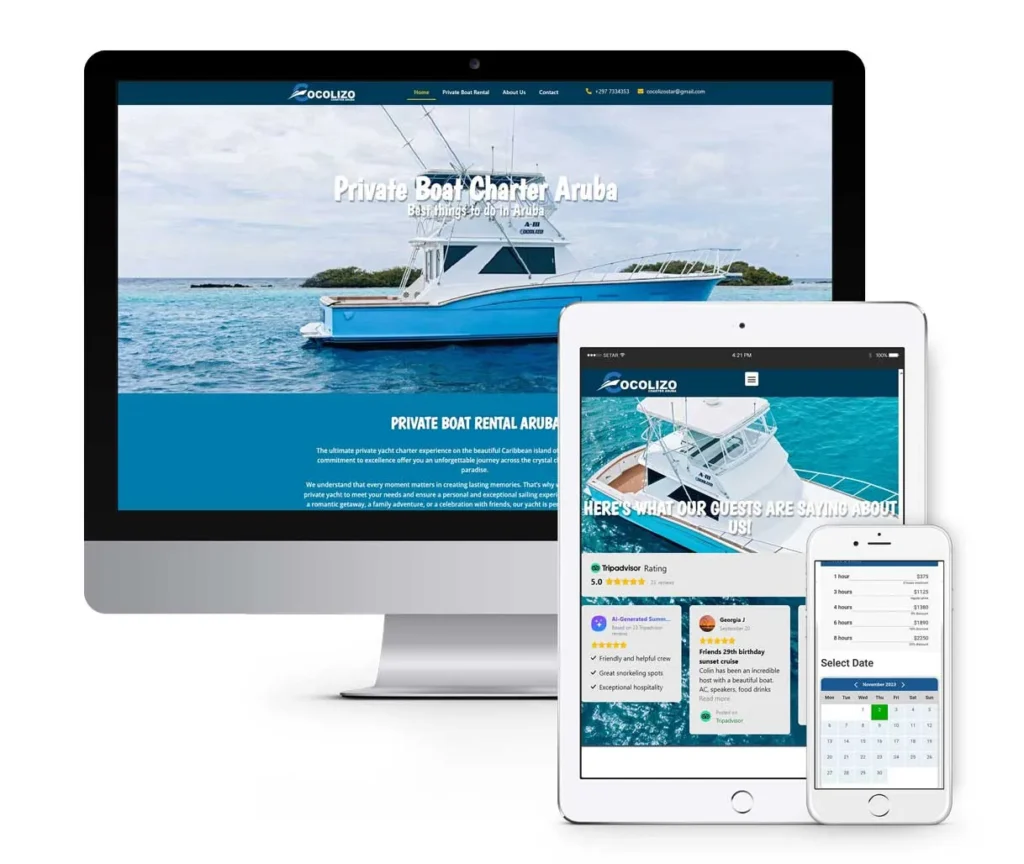 Website Design Boat Tour Aruba 1024x864
