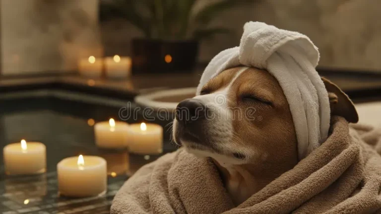 dog enjoys relaxation spa bath relaxing enjoying day pet care services dogs 377792533 1 768x431